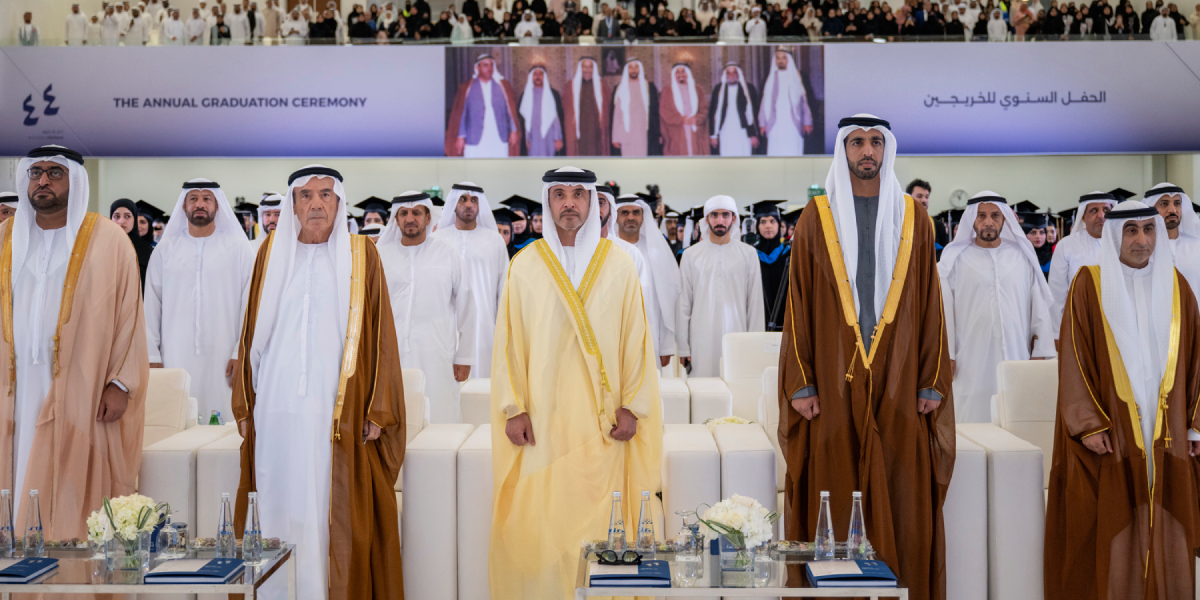sliderImage Hazza bin Zayed attends graduation ceremony of the 44th cohort of the United Arab Emirates University graduates
